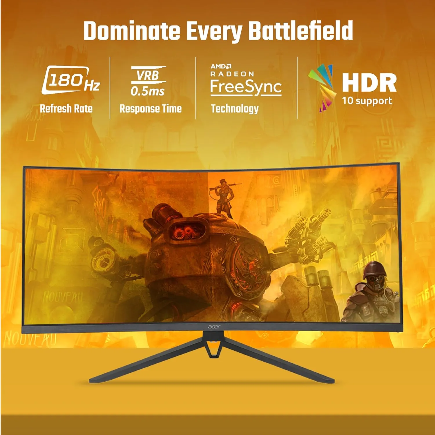 Acer Curved LED Monitor 34" UWQHD VA 180Hz with HDMI | DP | Speaker ED343CUR view 4